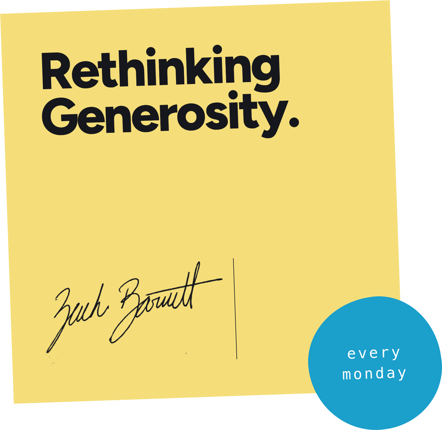 Rethinking Generosity sticky note mark